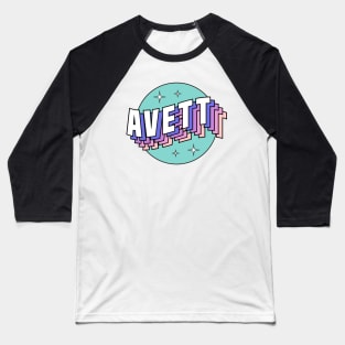 Avett - Colorful Layered Retro Letters Baseball T-Shirt